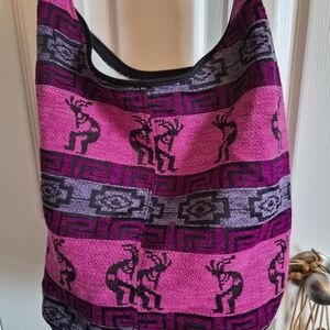 Handwoven Pink and Purple Tribal Pattern Shoulder Bag